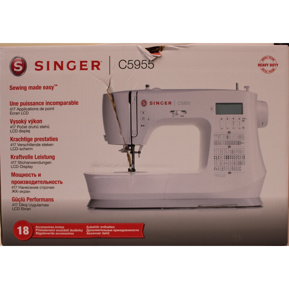 SALE OUT. | Singer Sewing Machine | C5955 | Number of stitches 417 | Number of buttonholes 8 | White | DAMAGED PACKAGING AND EXT