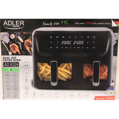 SALE OUT. ADLER AD 6324 Dual Air Fryer Oven, 11 L | Adler DAMAGED PACKAGING | 24 month(s)