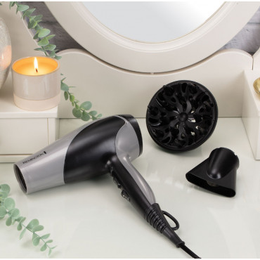 Remington Hair Dryer | D3190S | 2200 W | Number of temperature settings 3 | Ionic function | Diffuser nozzle | Grey/Black