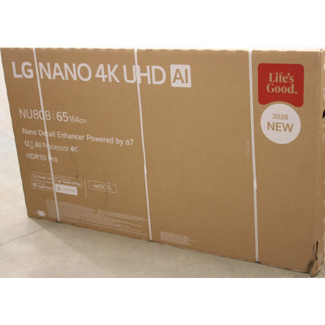 SALE OUT. LG 65NU800B3LA 65" (164 cm) 4K NANO UHD Smart TV | SALE OUT. | LG NANO 4K AI TV | 65NU800B3LA | 65 | Smart TV | webOS 