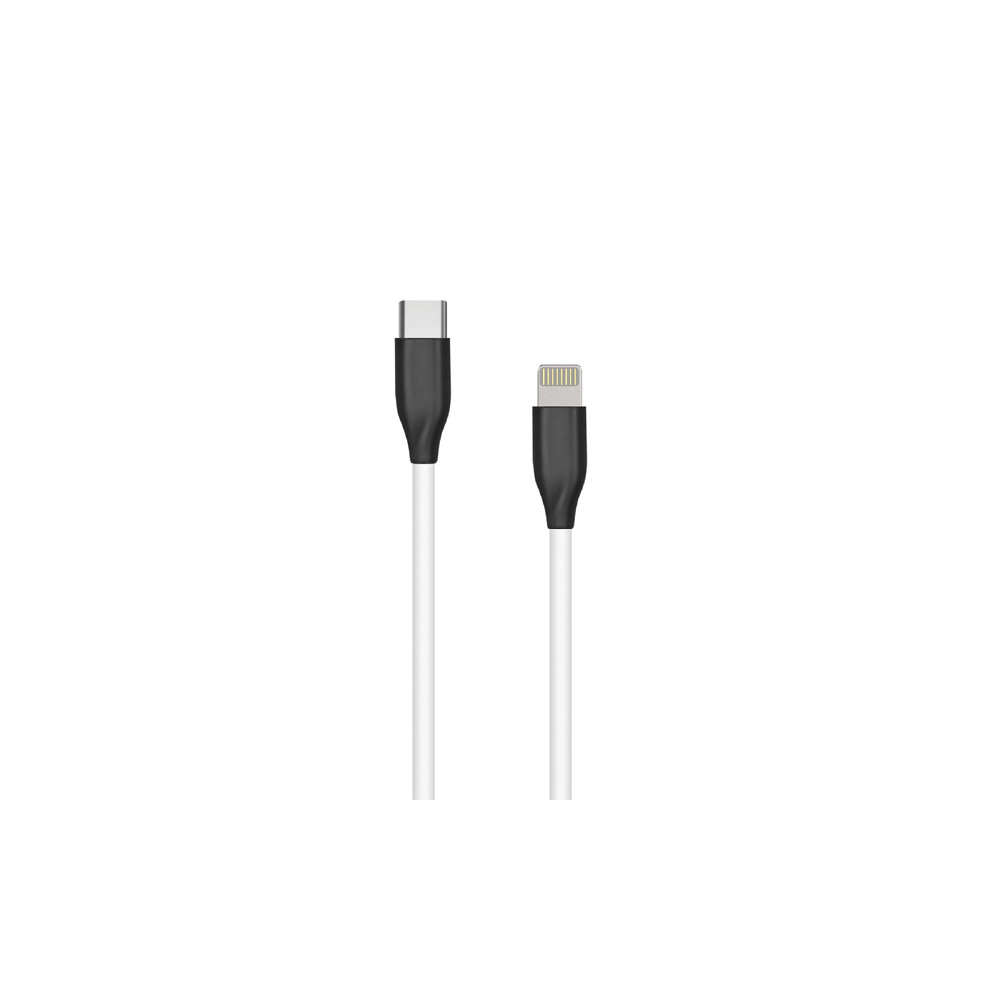 Silikoninis kabelis USB Type-C - Lightning (baltas, 1m)