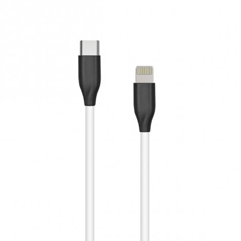 Silikoninis kabelis USB Type-C - Lightning (baltas, 1m)