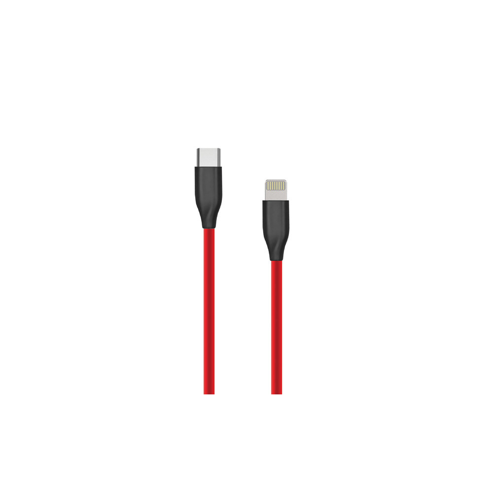 Silikoninis kabelis USB Type C - Lightning, 1m (raudonas)