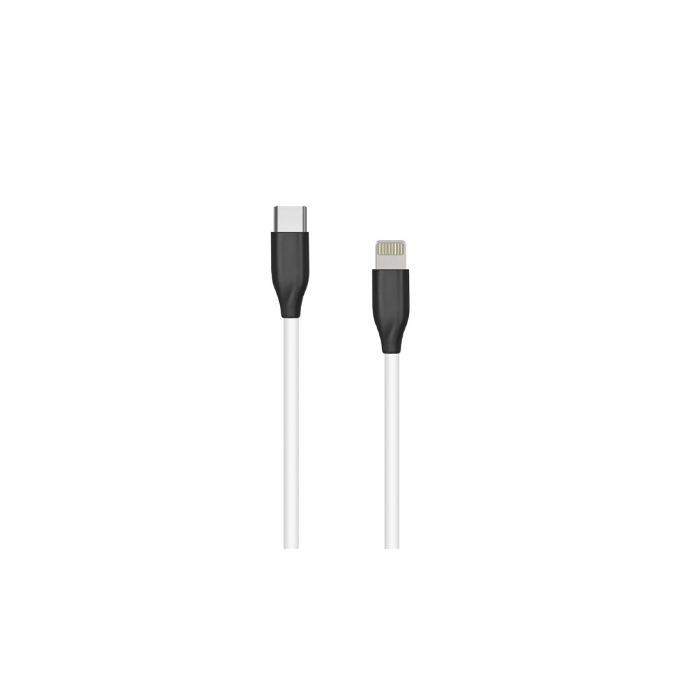 Silikoninis kabelis USB Type C- Lightning, 2m (baltas)