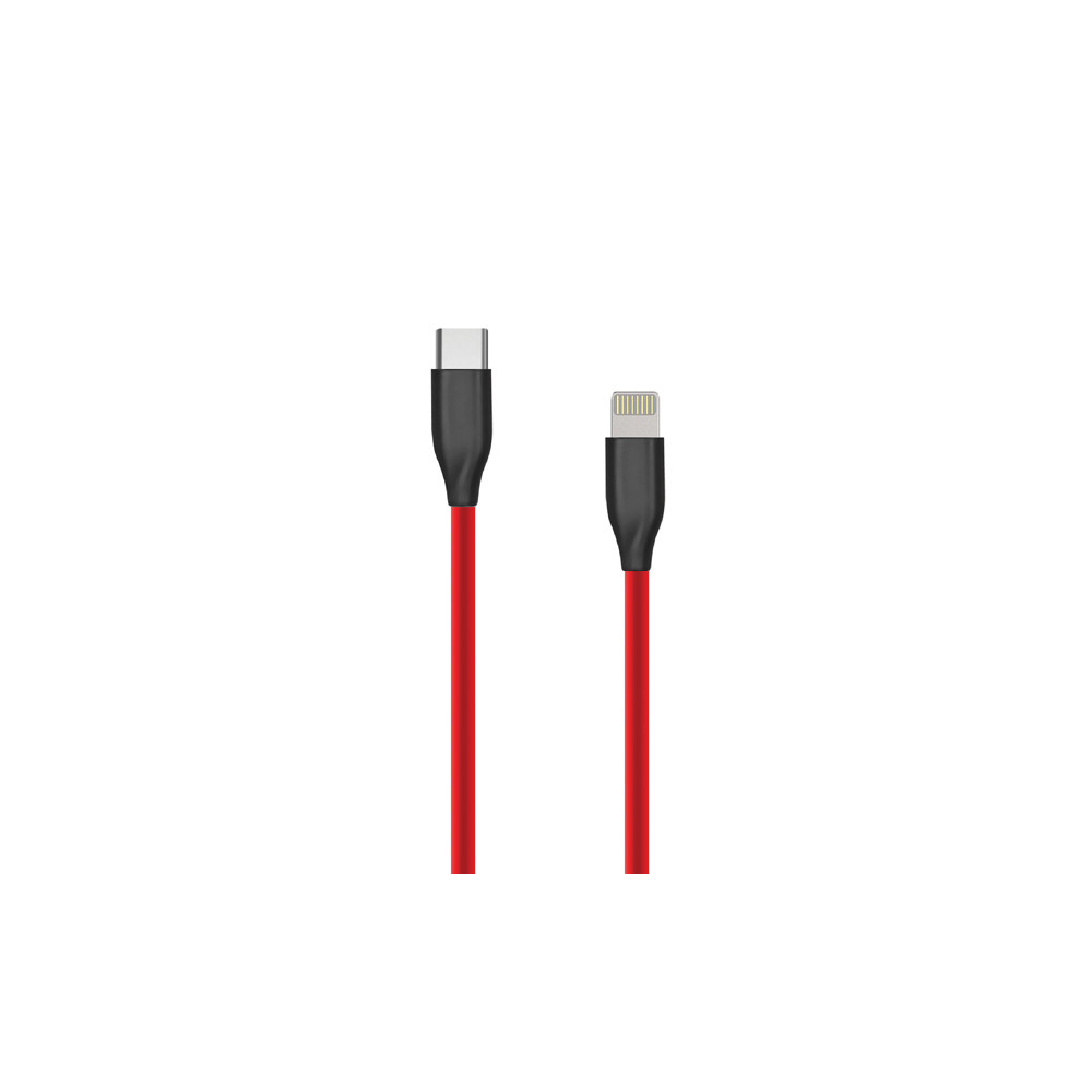 Silikoninis kabelis USB Type C- Lightning, 2m (raudonas)