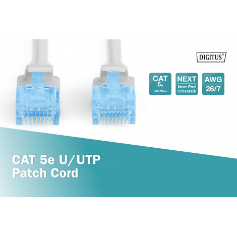 Digitus Patch Cord CAT 5e U-UTP, PVC AWG 26/7, 0.5 m