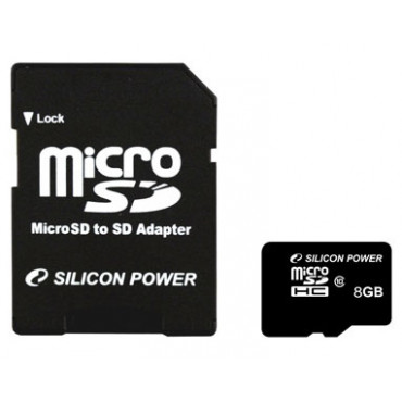 Silicon Power 8 GB, MicroSDHC, Flash memory class 10, SD adapter