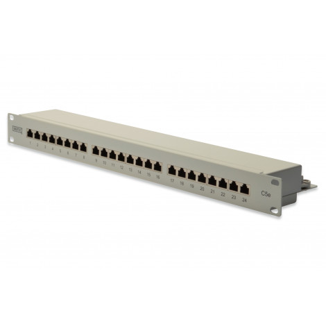 Digitus Patch Panel DN-91524S White, 48.2 x 4.4 x 10.9 cm, Category: CAT 5e Ports: 24 x RJ45 Retention strength: 7.7 kg Insertio