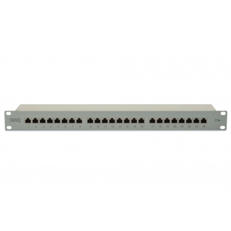 Digitus Patch Panel DN-91524S White, 48.2 x 4.4 x 10.9 cm, Category: CAT 5e Ports: 24 x RJ45 Retention strength: 7.7 kg Insertio