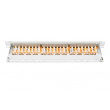 Digitus Patch Panel DN-91624S White, 48.2 x 4.4 x 10.9 cm, Category: CAT 6 Ports: 24 x RJ45 Retention strength: 7.7 kg Insertion