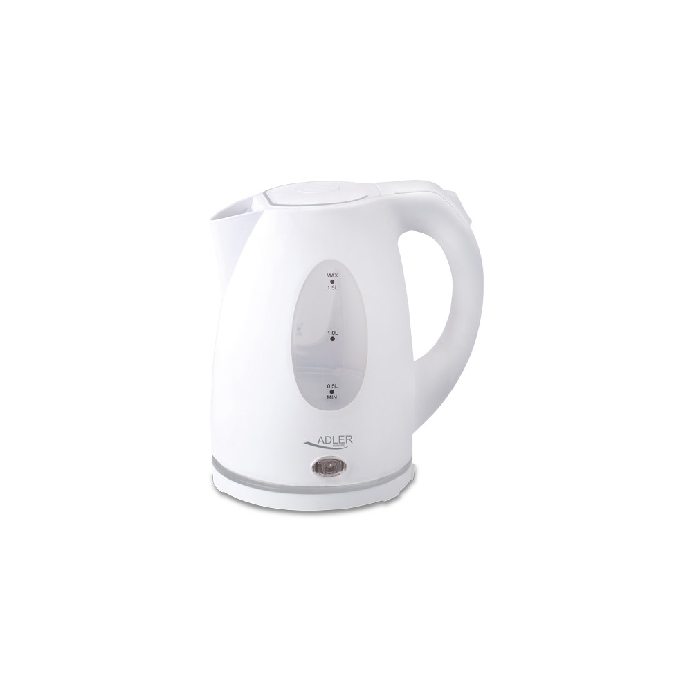 Adler Kettle AD 1207 Standard, Plastic, White, 2000 W, 360 rotational base, 1.5 L