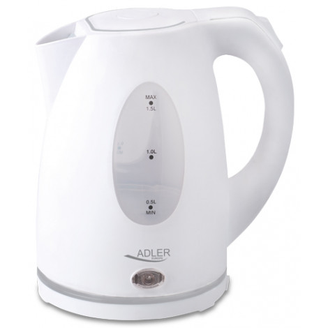 Adler Kettle AD 1207 Standard, Plastic, White, 2000 W, 360 rotational base, 1.5 L