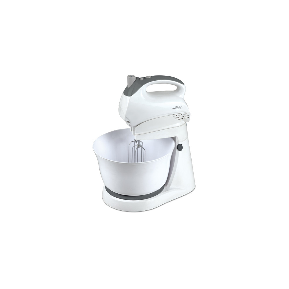 Adler Mixer AD 4202 Mixer with bowl, 300 W, Number of speeds 5, Turbo mode, White