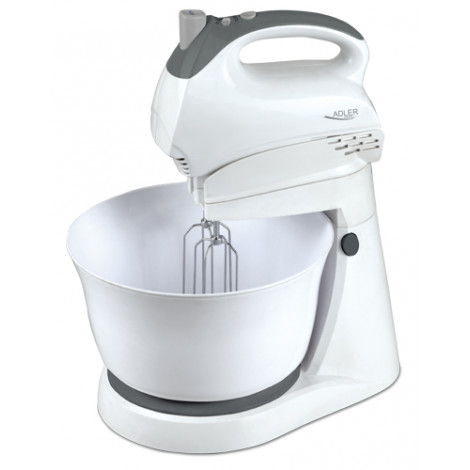 Adler Mixer AD 4202 Mixer with bowl, 300 W, Number of speeds 5, Turbo mode, White