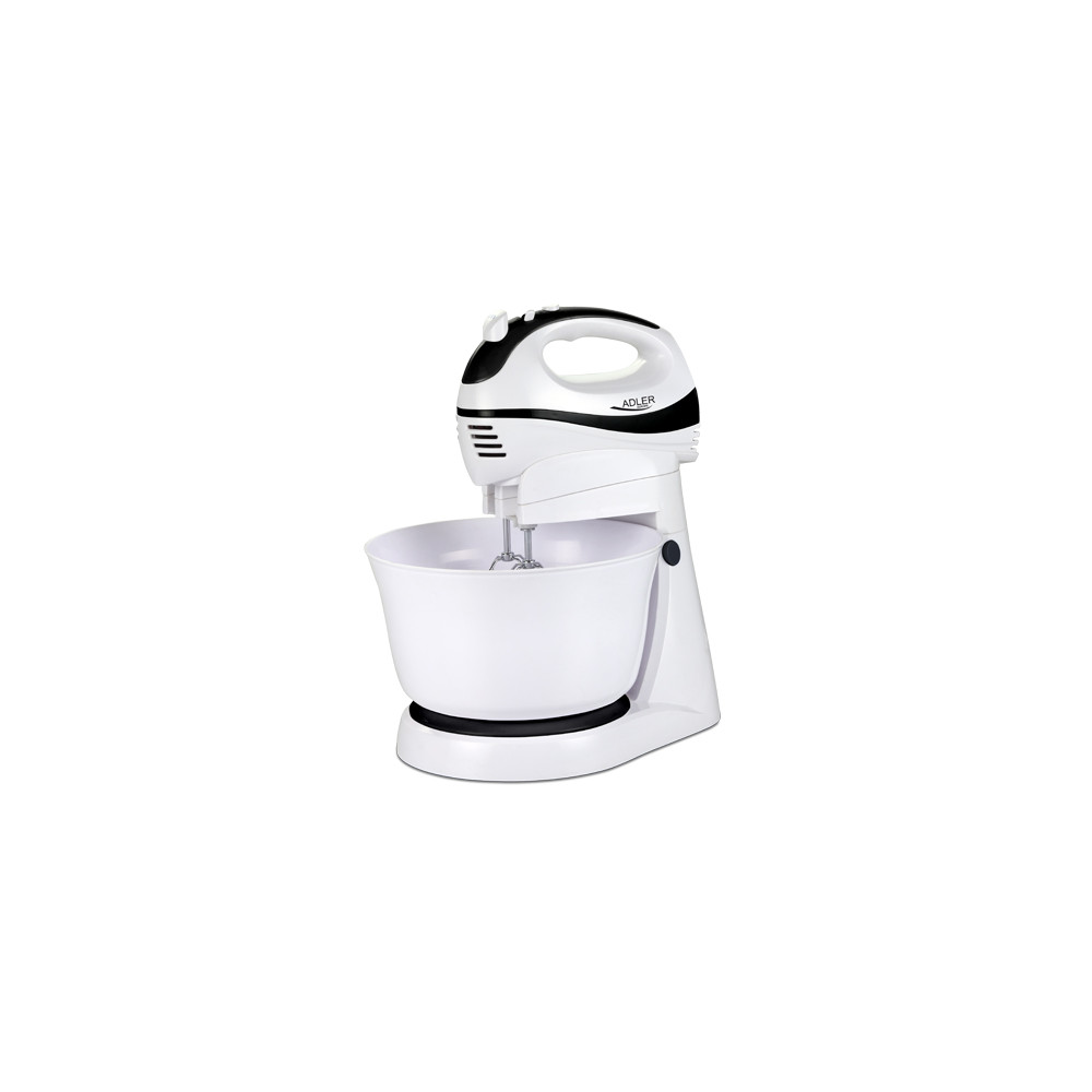 Adler Mixer AD 4206 Mixer with bowl, 300 W, Number of speeds 5, Turbo mode, White