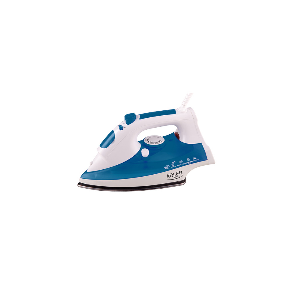 Iron Adler AD 5022 White/Blue, 2200 W, With cord, Anti-scale system, Vertical steam function