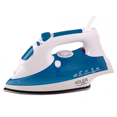 Iron Adler AD 5022 White/Blue, 2200 W, With cord, Anti-scale system, Vertical steam function