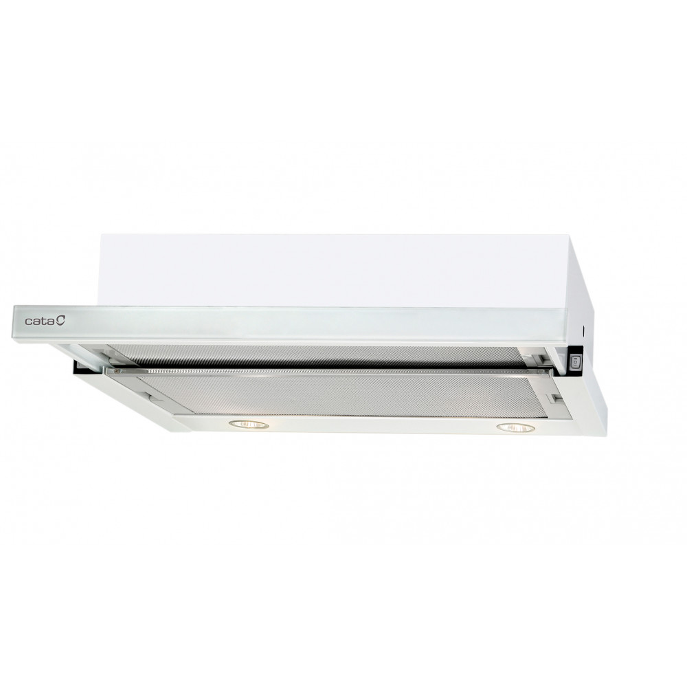 CATA Hood TF 2003 600 GWH Telescopic, Energy efficiency class C, Width 60 cm, 390 m /h, Mechanical control, LED, White Glass