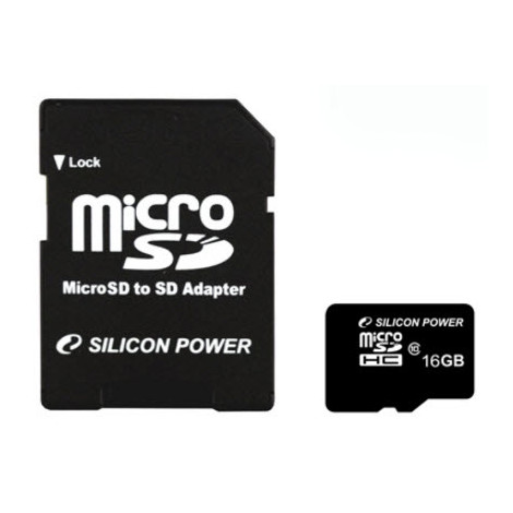 Silicon Power 16 GB, MicroSDHC, Flash memory class 10, SD adapter