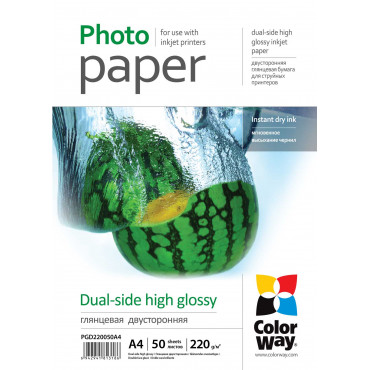 ColorWay High Glossy dual-side Photo Paper, 50 sheets, A4, 220 g/m