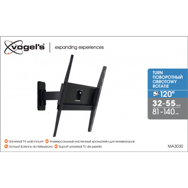 Vogels Wall mount, MA3030-A1, Full motion, 32-55 ", Maximum weight (capacity) 25 kg, VESA 100-400 mm, Black