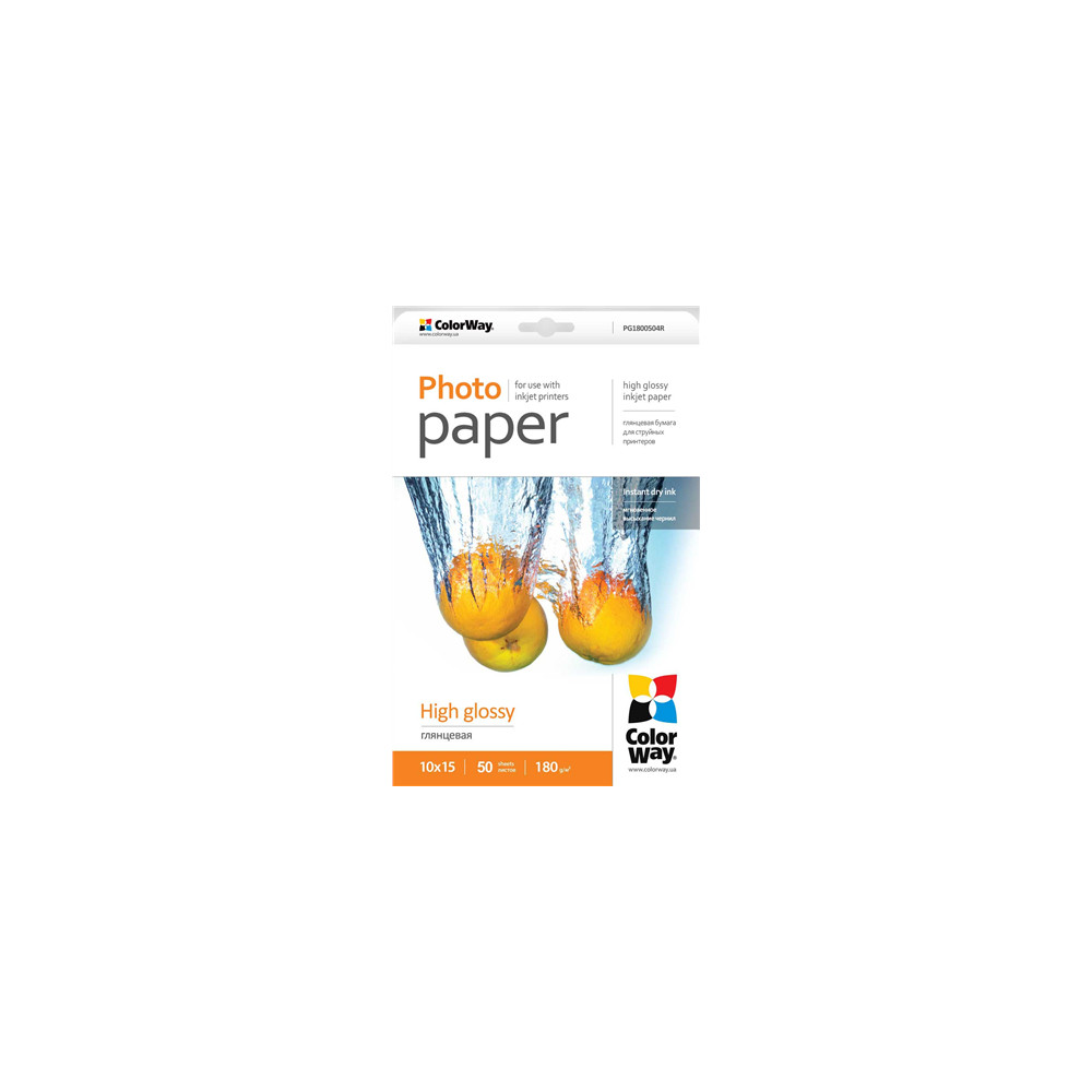 ColorWay High Glossy Photo Paper, 50 Sheets, 10x15, 180 g/m