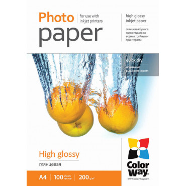 ColorWay High Glossy Photo Paper, 100 sheets, A4, 200 g/m