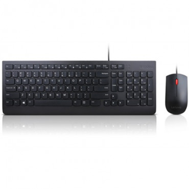 Lenovo Essential Keyboard and Mouse Combo Wired, USB, Mouse included, US English with Euro symbol, English, Numeric keypad, USB,