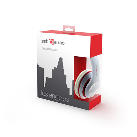 Gembird MHS-LAX-W Stereo headset "Los Angeles" 3.5mm (1/8 inch), Headband, Microphone, 3.5 mm, White, No, No, White