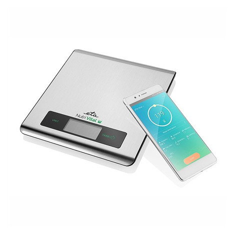 ETA Kitchen scales with smart application Nutri Vital Maximum weight (capacity) 5 kg, Graduation 1 g, Display type LCD, Silver