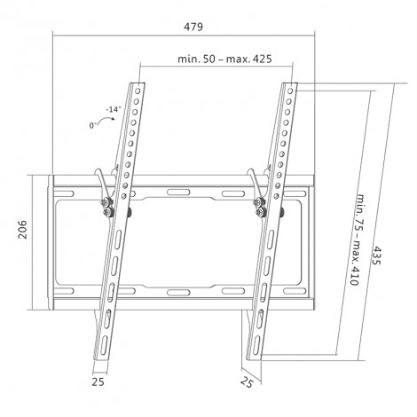 Logilink BP0012 TV Wall mount, 32 55", tilt -14 , 25 mm