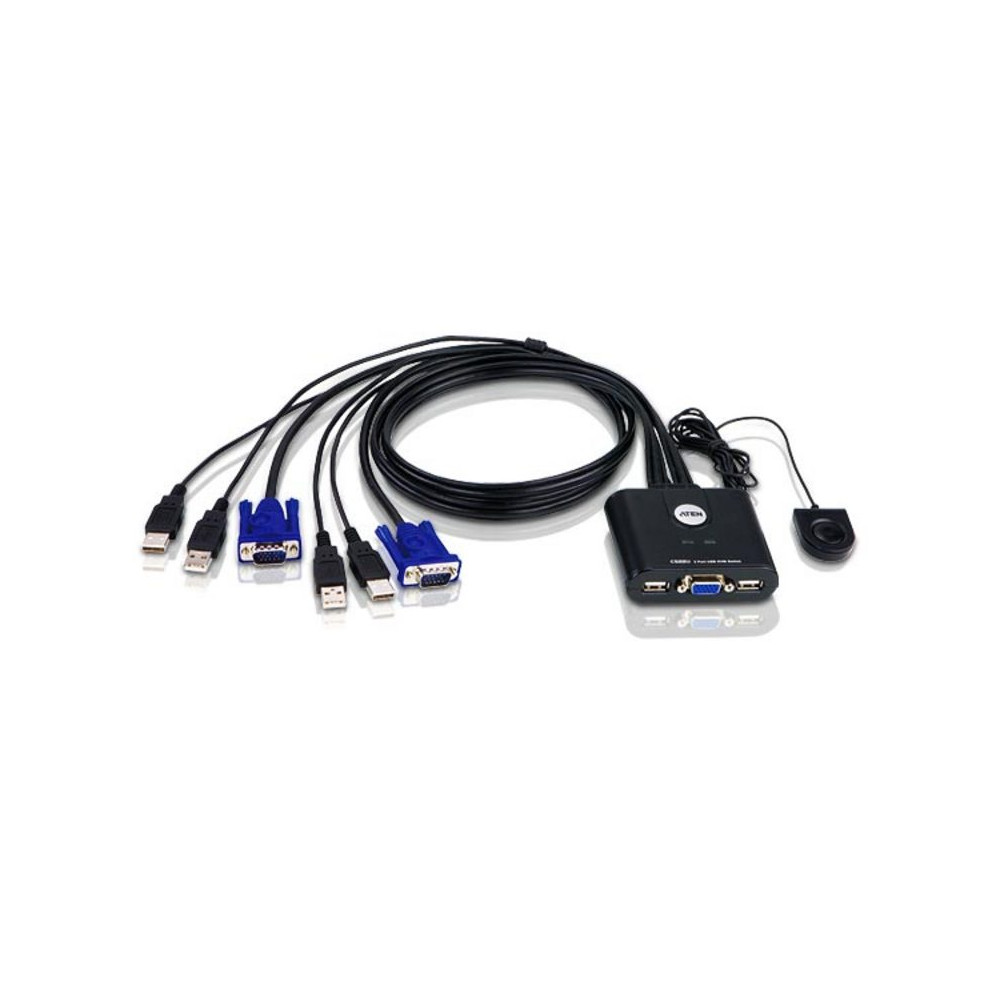 Aten 2-Port USB VGA Cable KVM Switch with Remote Port Selector