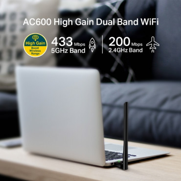 TP-LINK Dual Band USB 2.0 Adapter Archer T2U Plus 2.4GHz/5GHz, 802.11ac, 200+433 Mbps, 1xExternal antenna 5dBi