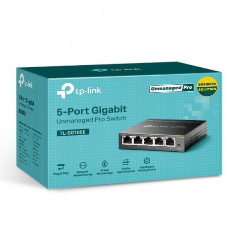 TP-LINK Switch TL-SG105E Web Management, Desktop, 1 Gbps (RJ-45) ports quantity 5, Power supply type External