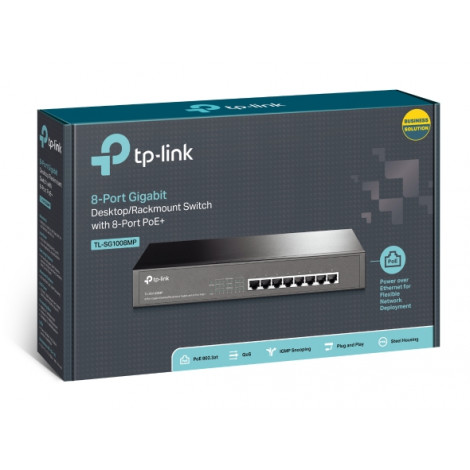 TP-LINK Switch TL-SG1008MP Unmanaged, Rack mountable, 1 Gbps (RJ-45) ports quantity 8, PoE+ ports quantity 8, Power supply type 