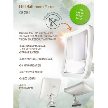 Camry Bathroom Mirror, CR 2169, 16.3 cm, LED mirror, White