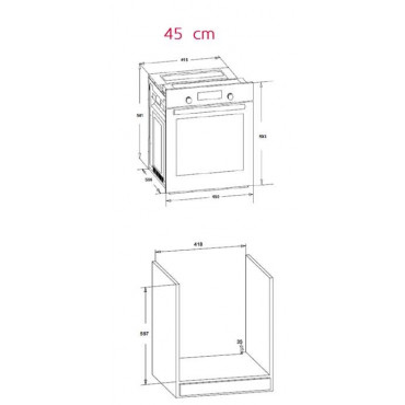 Simfer Oven 4207BERIM 47 L, Inox, Easy to clean, Pop-up knobs, Width 45 cm, Built in