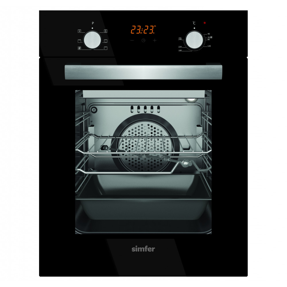 Simfer Oven 4207BERSP 47 L, Black, Easy to clean, Pop-up knobs, Width 45 cm, Built in