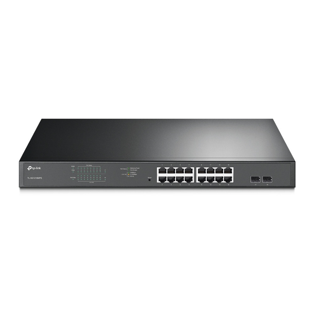 TP-LINK Switch TL-SG1218MPE Web Managed, Rack Mountable, 1 Gbps (RJ-45) ports quantity 16, SFP ports quantity 2, PoE+ ports quan