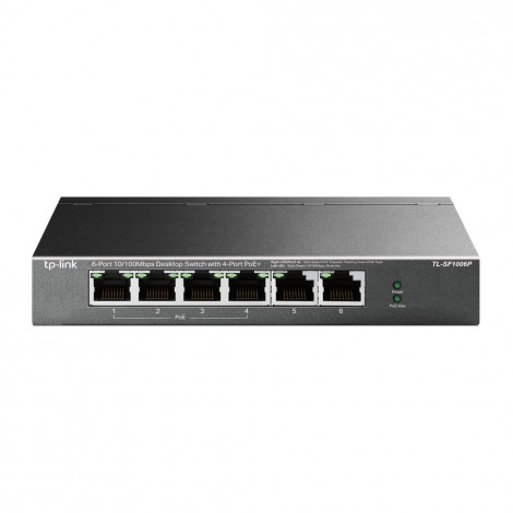 TP-LINK Switch TL-SF1006P Unmanaged, Desktop, 10/100 Mbps (RJ-45) ports quantity 6, PoE+ ports quantity 4, Power supply type Ext