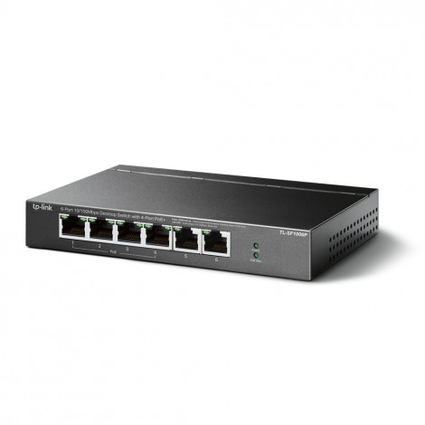 TP-LINK Switch TL-SF1006P Unmanaged, Desktop, 10/100 Mbps (RJ-45) ports quantity 6, PoE+ ports quantity 4, Power supply type Ext