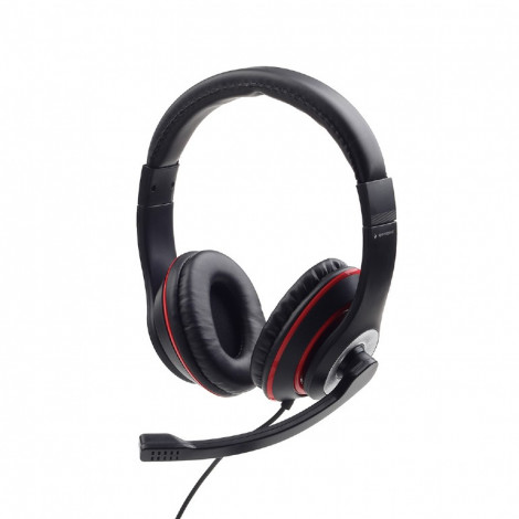 Gembird Stereo headset MHS-03-BKRD Built-in microphone, Headband/On-Ear, 3.5 mm jack, Black colour with red ring