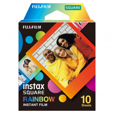 Fujifilm Instax Square Rainbow (10) Instant Film Quantity 10, 72 x 86 mm, 2.4 x 2.4" Image Area 3.4 x 2.8" Print Size, For use w
