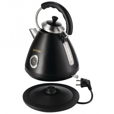 Gorenje Kettle K17CLBK Electric, 2200 W, 1.7 L, Plastic and metal, Black, 360 rotational base