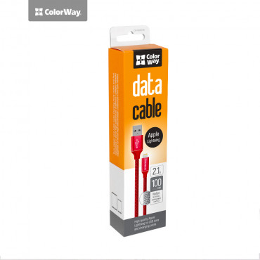 ColorWay Data Cable Apple Lightning Charging cable, Fast and safe charging Stable data transmission, Red, 1 m