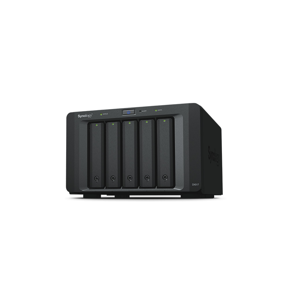 Synology Tower NAS Expansion Unit DX517 up to 5 HDD/SSD Hot-Swap (drives not included), Internal AC 100-240V Universal, 50/60 Hz
