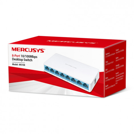 Mercusys Switch MS108 Unmanaged, Desktop, 10/100 Mbps (RJ-45) ports quantity 8, Power supply type External