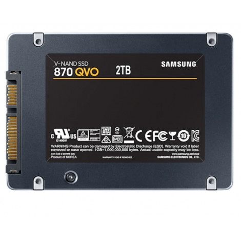 Samsung SSD 870 QVO 2000 GB, SSD form factor 2.5", SSD interface SATA III, Write speed 530 MB/s, Read speed 560 MB/s