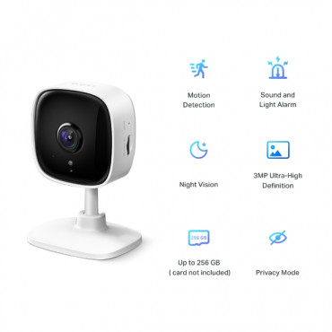 TP-LINK Home Security Wi-Fi Camera Tapo C110 Cube, 3 MP, 3.3mm/F/2.0, Privacy Mode, Sound and Light Alarm, Motion Detection and 