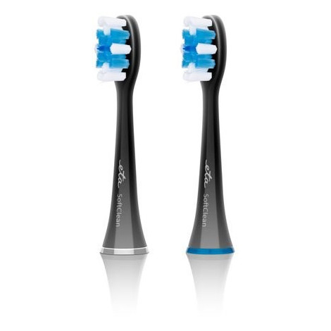 ETA Toothbrush replacement SoftClean ETA070790600 Heads, For adults, Number of brush heads included 2, Black